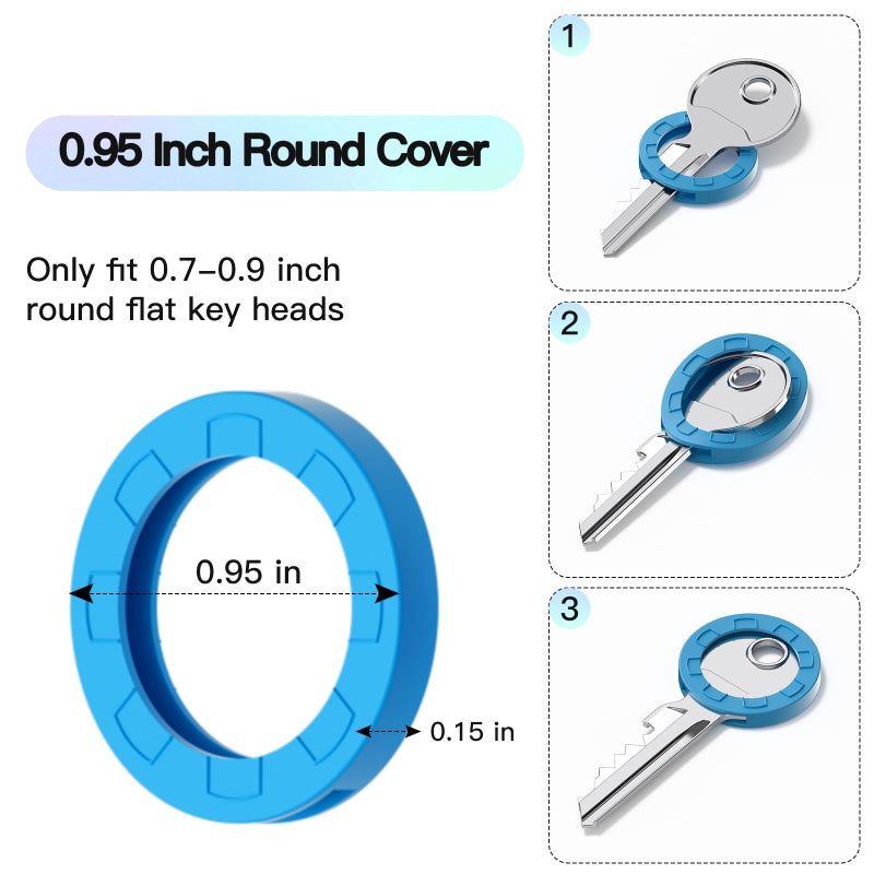 GoorDik 54PCS Key Caps Covers Tags, Plastic Key Color Identifiers for Standard Flat House Keys(Not Suitable for Odd-Shaped Keys), Key Coding Rings in 9 Assorted Colors, 2 Styles - Image 4